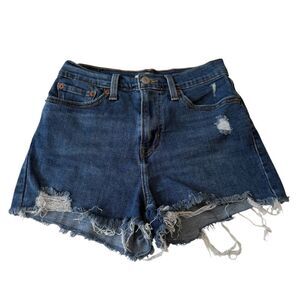 Levis High Rise Shorts Distressed Denim Jean Sz 26